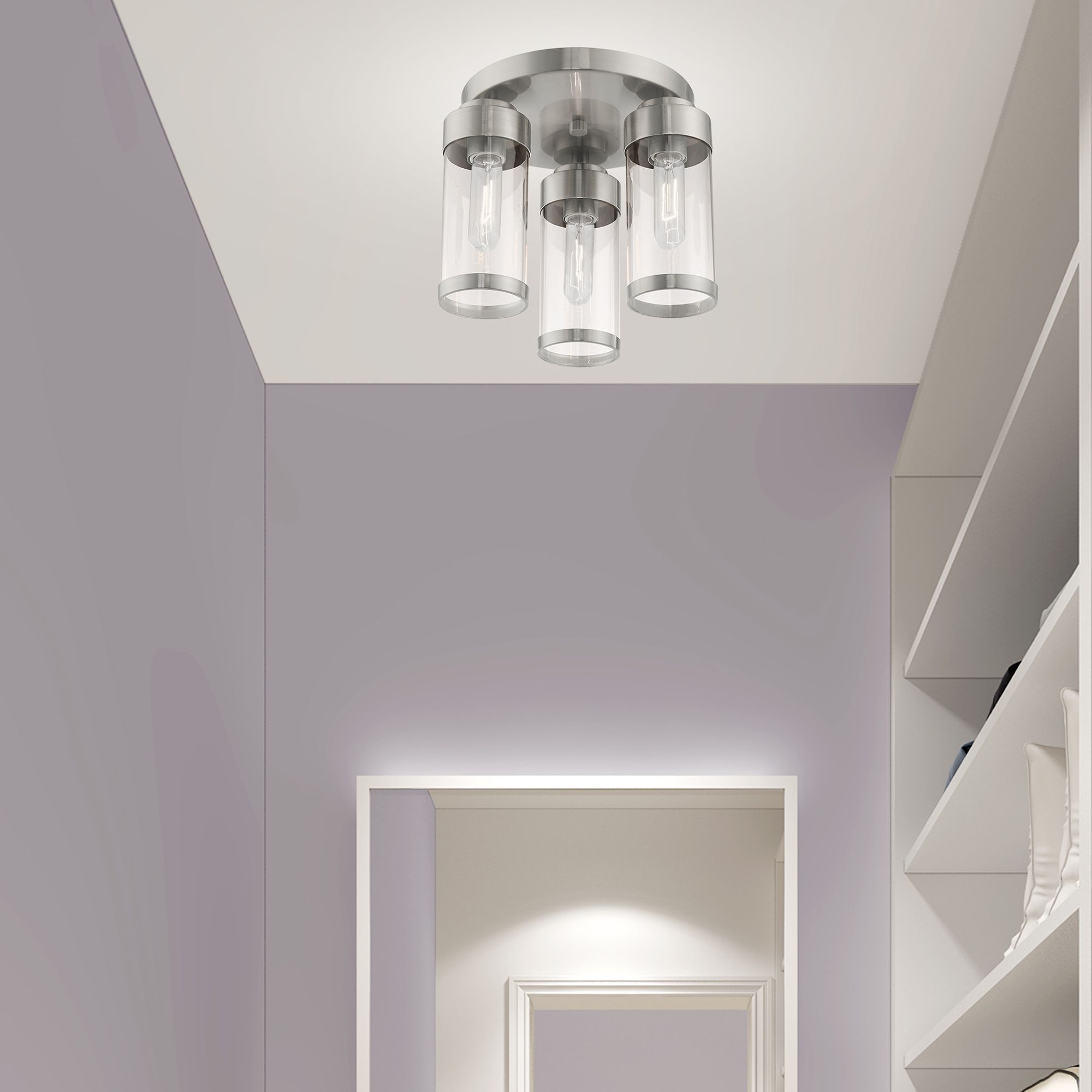 Hillcrest 3 Light Brushed Nickel Ceiling Mount