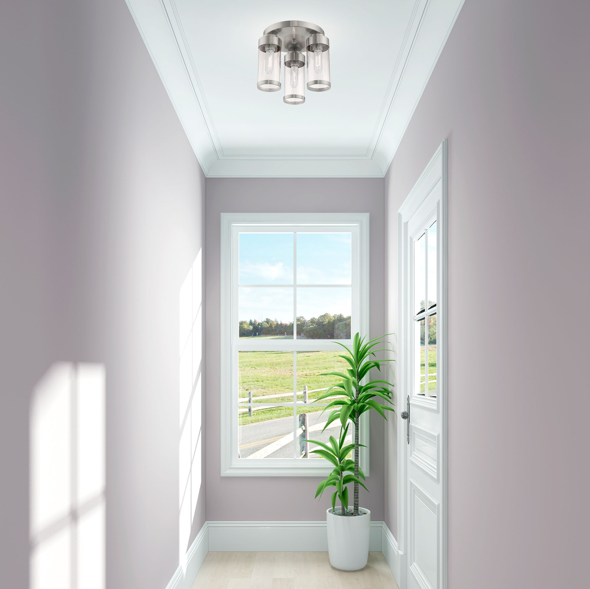 Hillcrest 3 Light Brushed Nickel Ceiling Mount