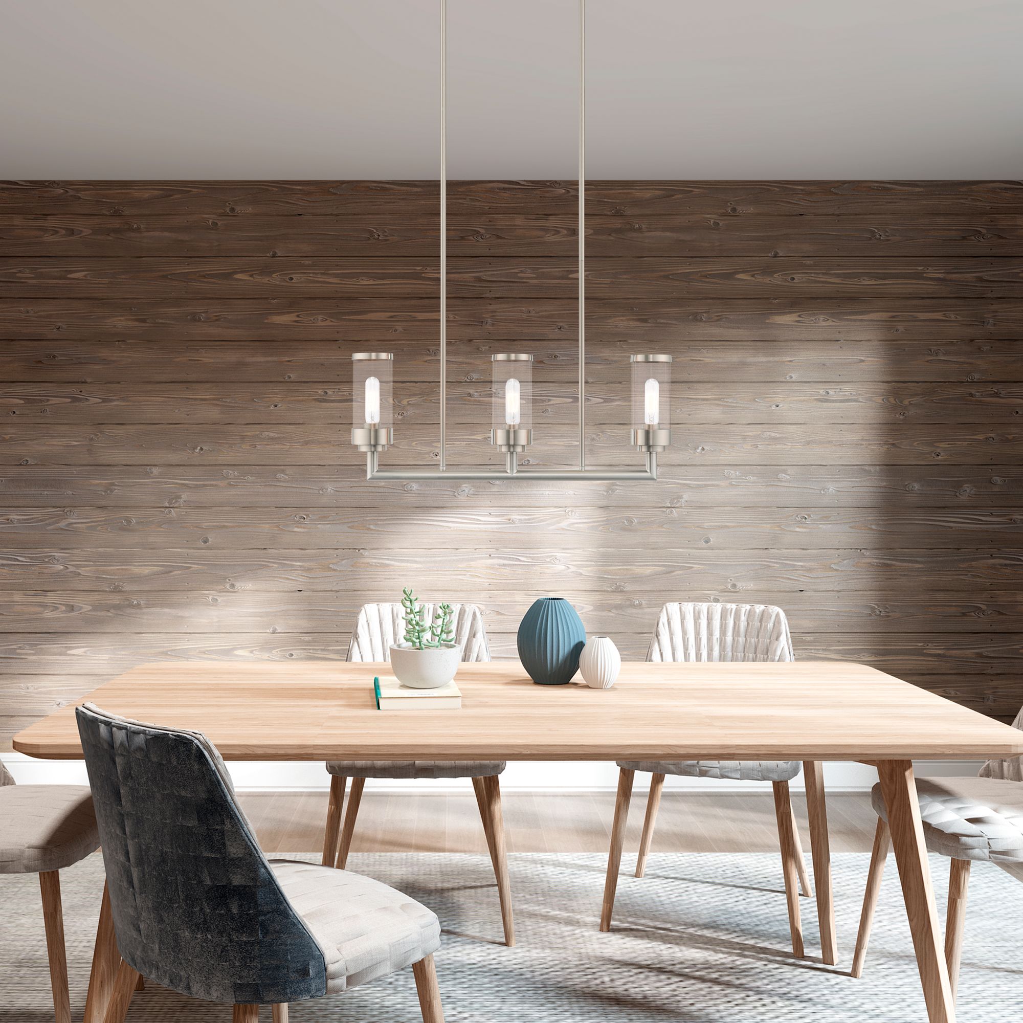 Hillcrest 3 Light Brushed Nickel Linear Chandelier