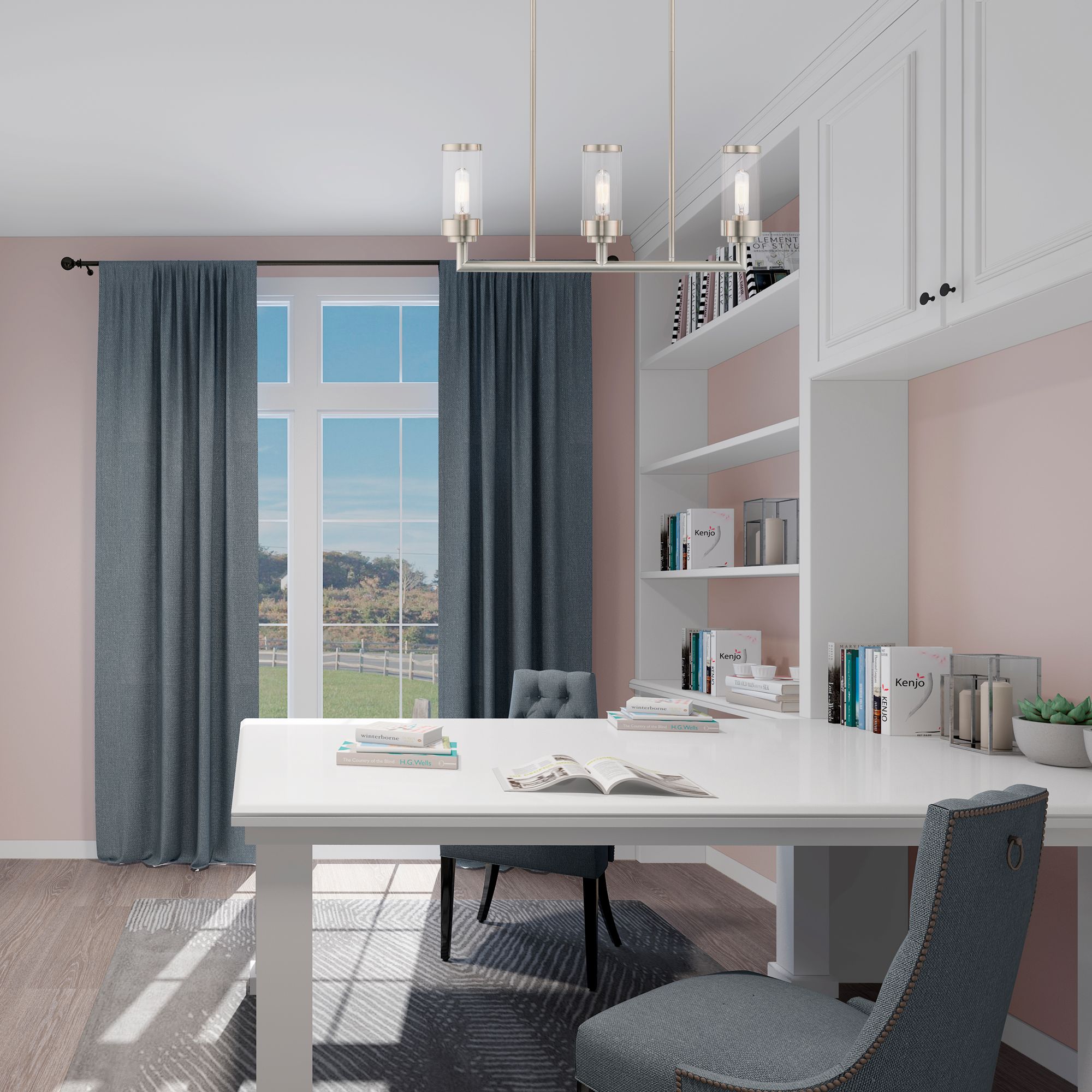 Hillcrest 3 Light Brushed Nickel Linear Chandelier