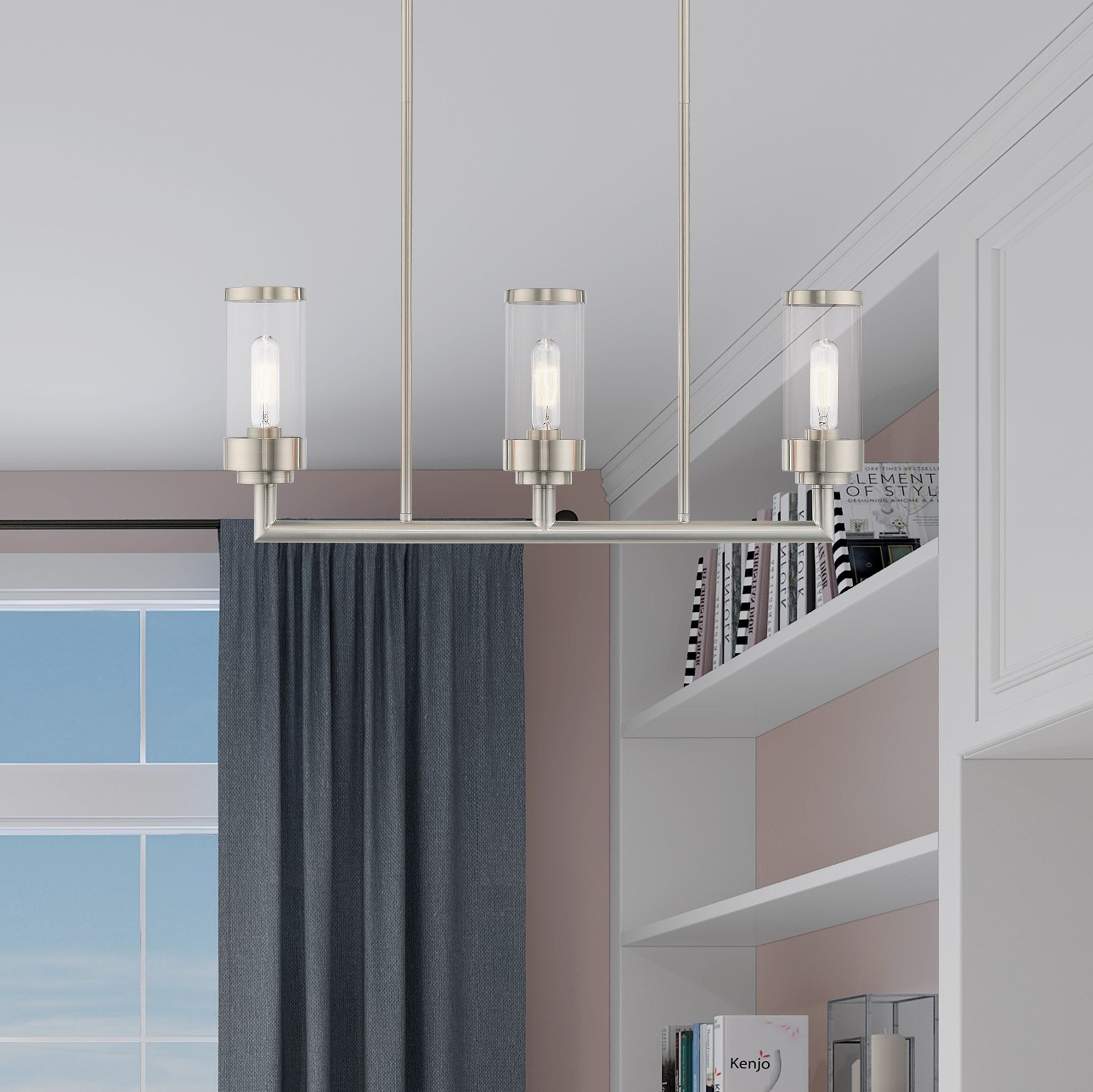 Hillcrest 3 Light Brushed Nickel Linear Chandelier
