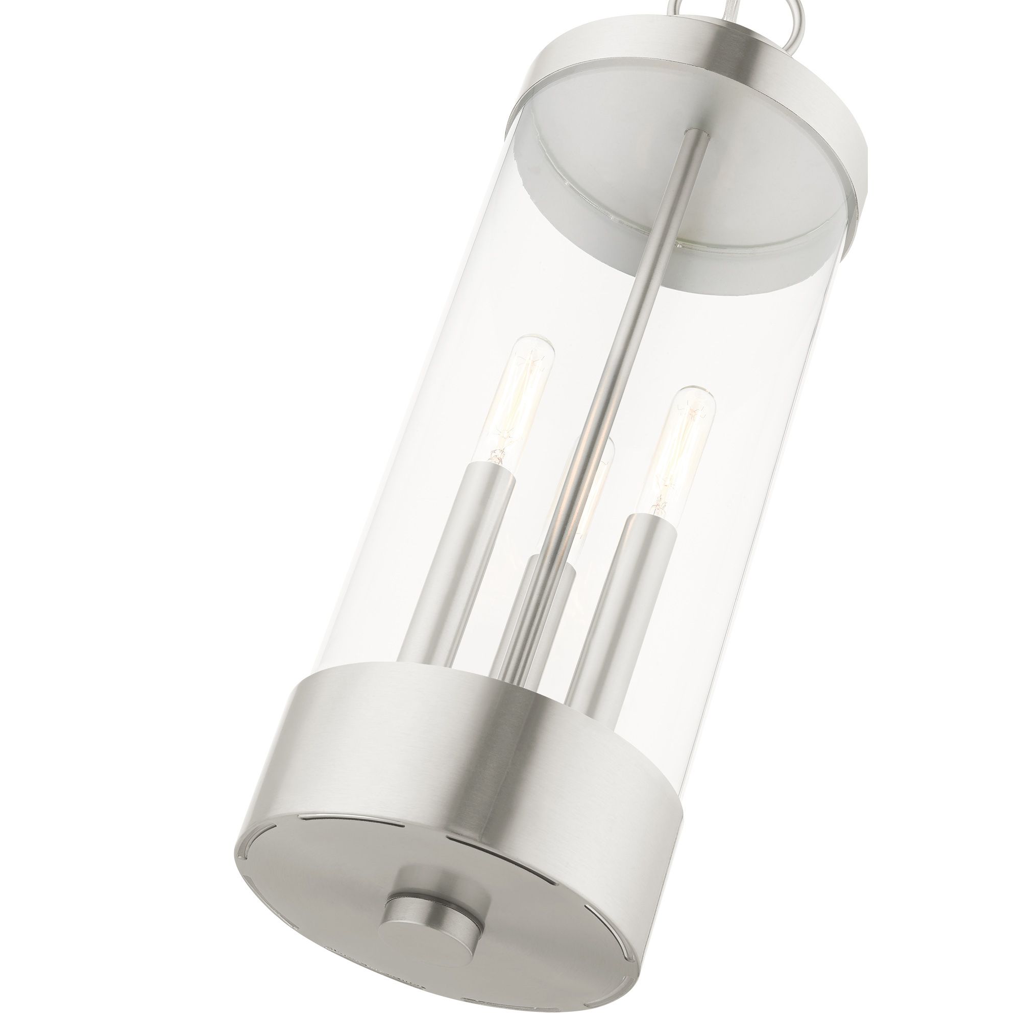Image 7 Hillcrest 3 Light Brushed Nickel Outdoor Pendant Lantern more views
