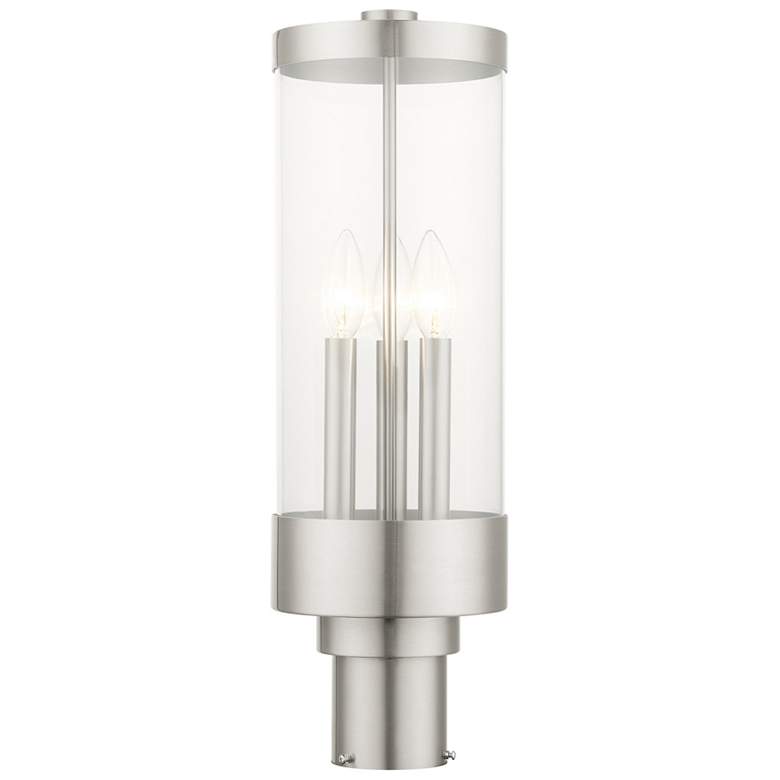 Image 1 Hillcrest 3 Light Brushed Nickel Outdoor Post Top Lantern