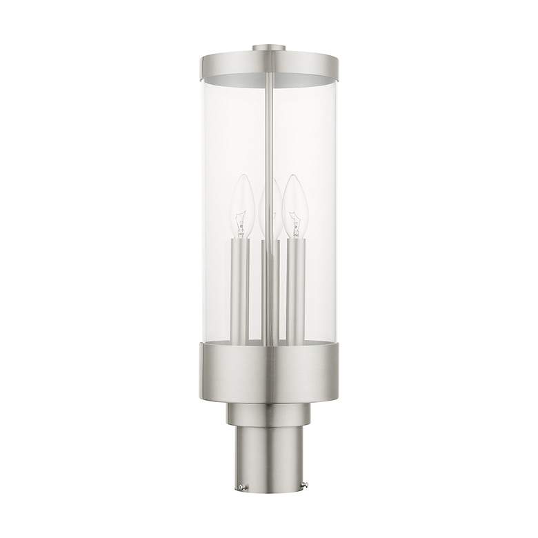 Image 4 Hillcrest 3 Light Brushed Nickel Outdoor Post Top Lantern more views
