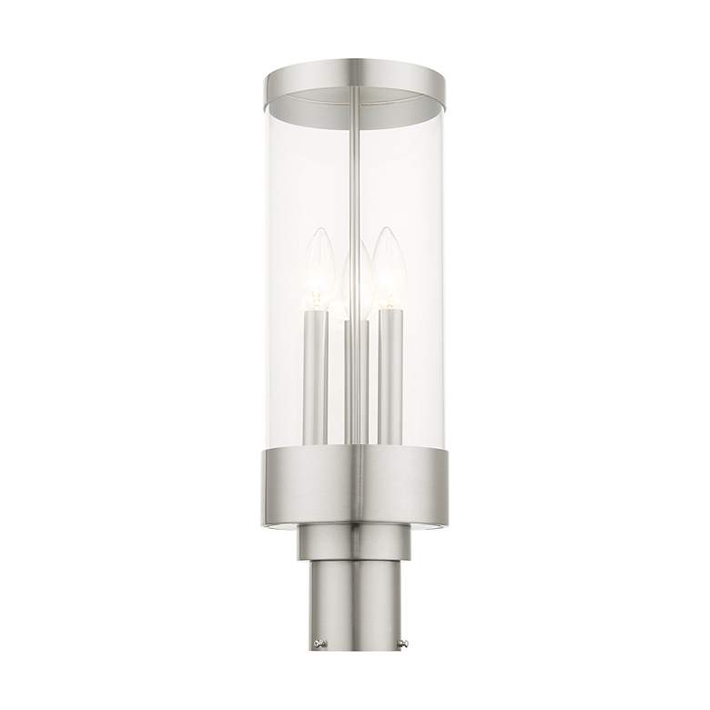 Image 5 Hillcrest 3 Light Brushed Nickel Outdoor Post Top Lantern more views