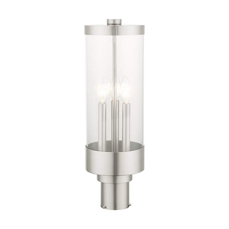 Image 6 Hillcrest 3 Light Brushed Nickel Outdoor Post Top Lantern more views