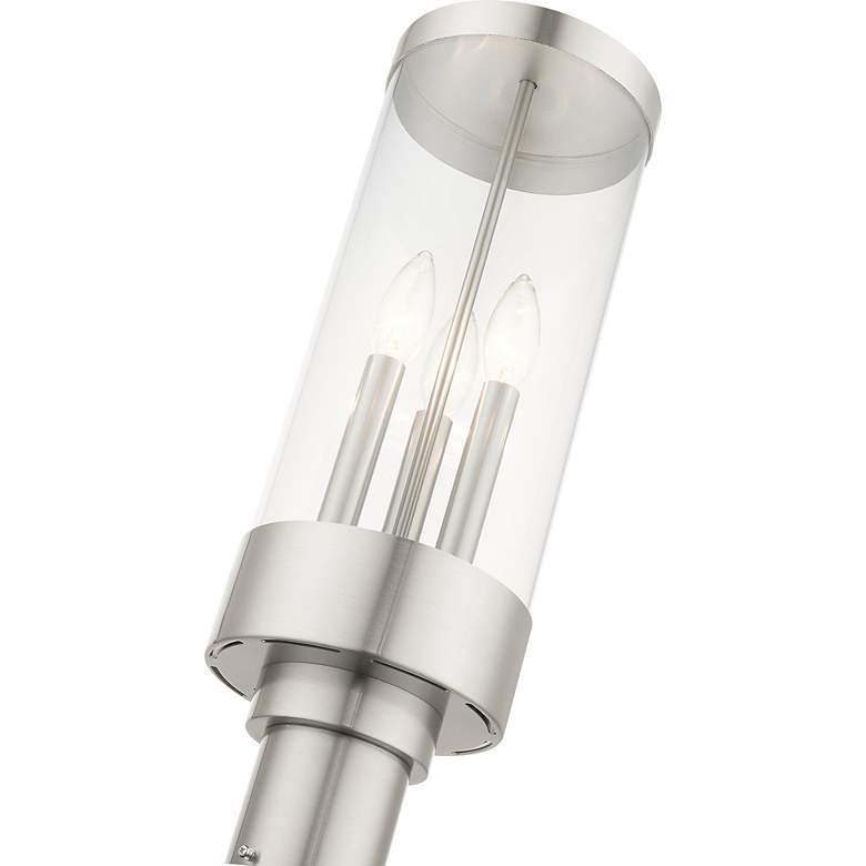 Image 7 Hillcrest 3 Light Brushed Nickel Outdoor Post Top Lantern more views