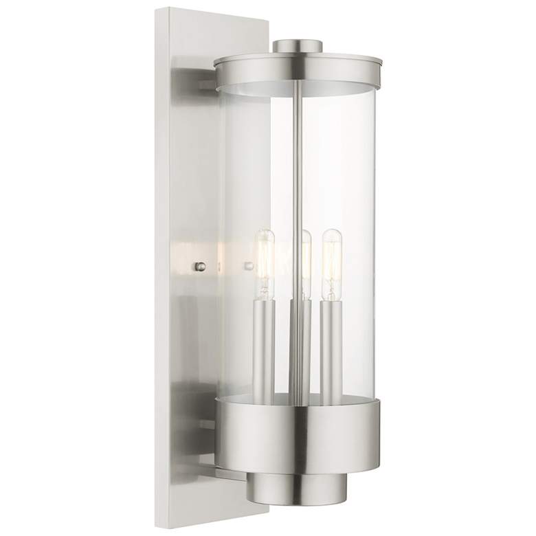 Image 1 Hillcrest 3 Light Brushed Nickel Outdoor Wall Lantern