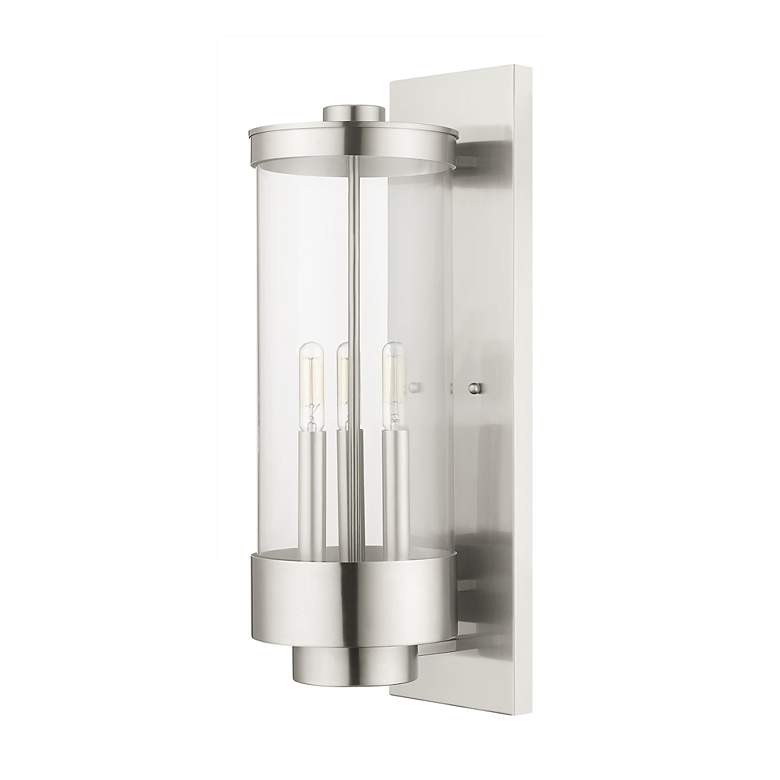 Image 4 Hillcrest 3 Light Brushed Nickel Outdoor Wall Lantern more views