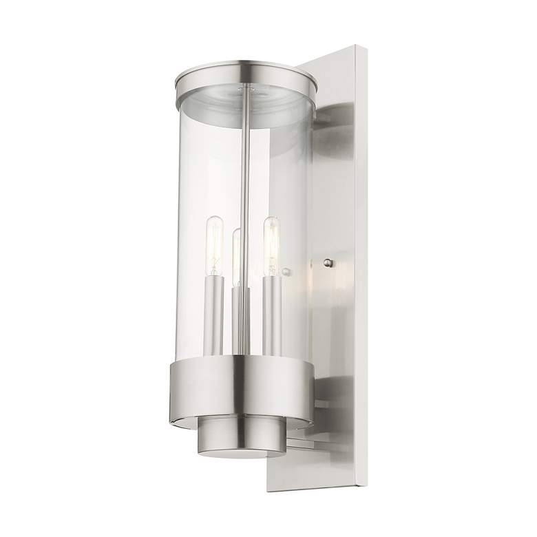 Image 6 Hillcrest 3 Light Brushed Nickel Outdoor Wall Lantern more views