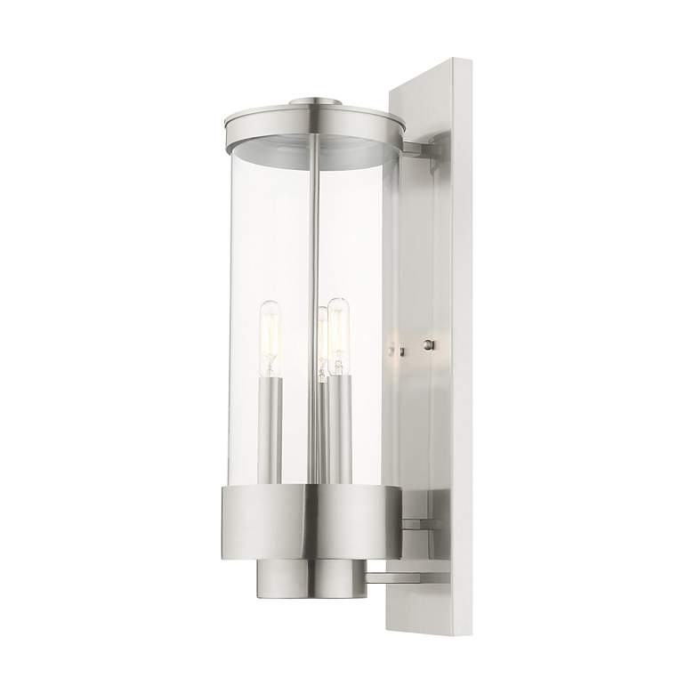 Image 7 Hillcrest 3 Light Brushed Nickel Outdoor Wall Lantern more views