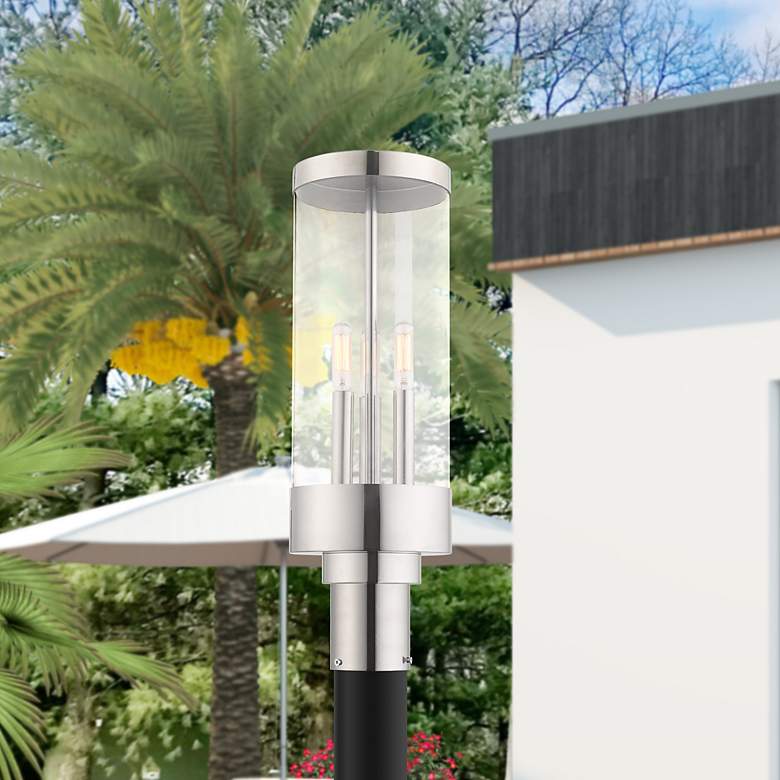 Image 1 Hillcrest 3 Light Polished Chrome Outdoor Post Top Lantern