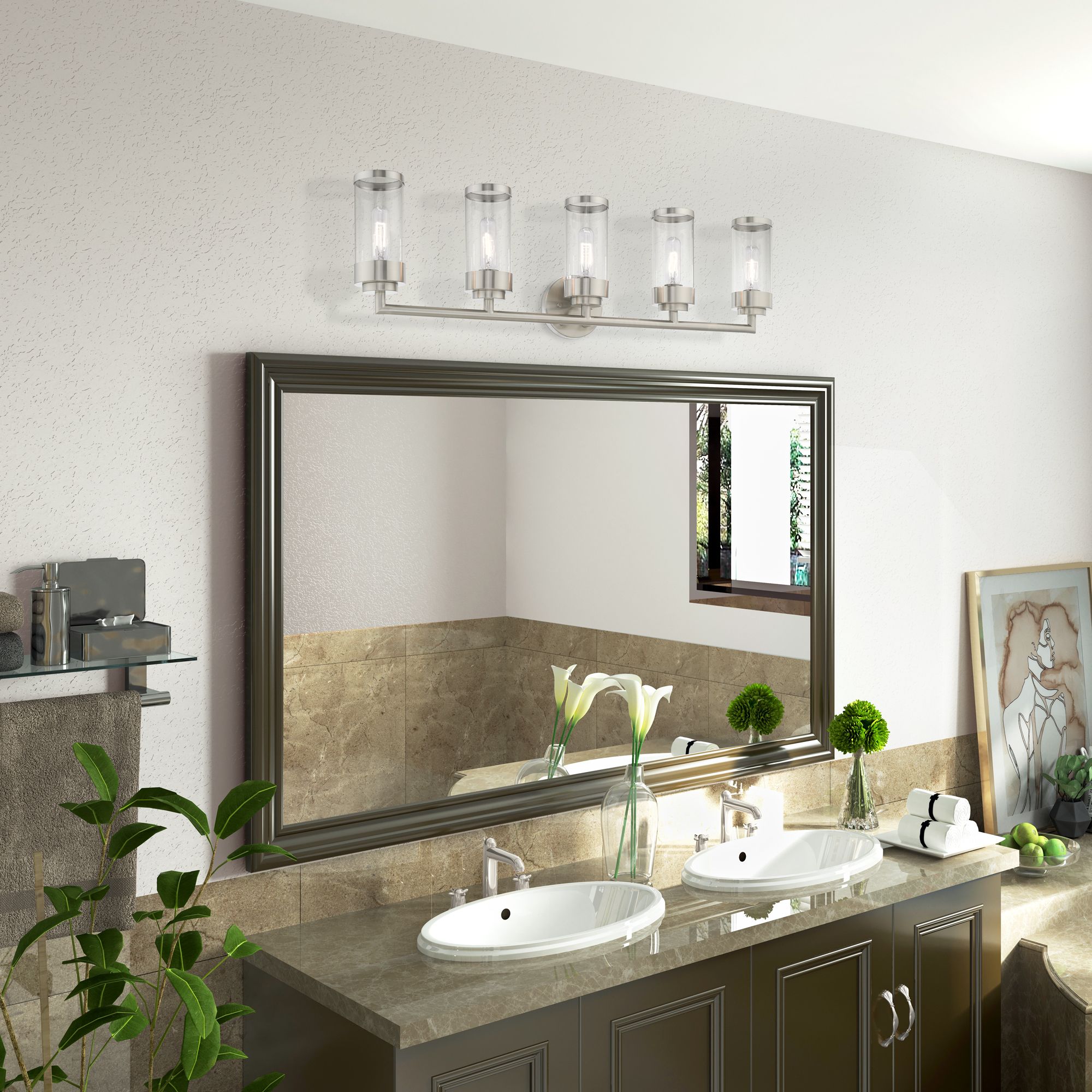 Hillcrest 5 Light Brushed Nickel Bath Vanity