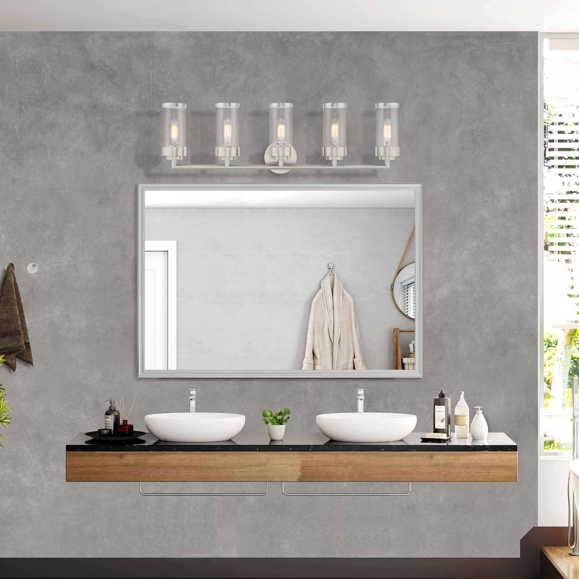 Hillcrest 5 Light Brushed Nickel Bath Vanity