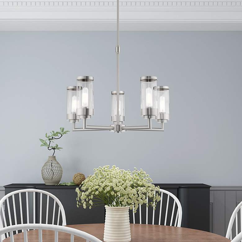Image 1 Hillcrest 5 Light Brushed Nickel Chandelier