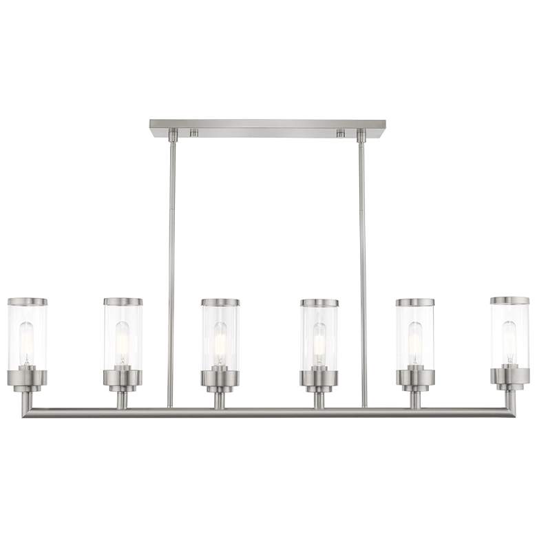 Image 1 Hillcrest 6 Light Brushed Nickel Linear Chandelier