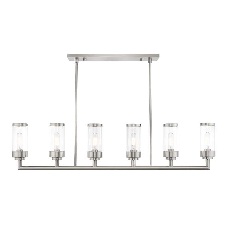 Image 3 Hillcrest 6 Light Brushed Nickel Linear Chandelier more views
