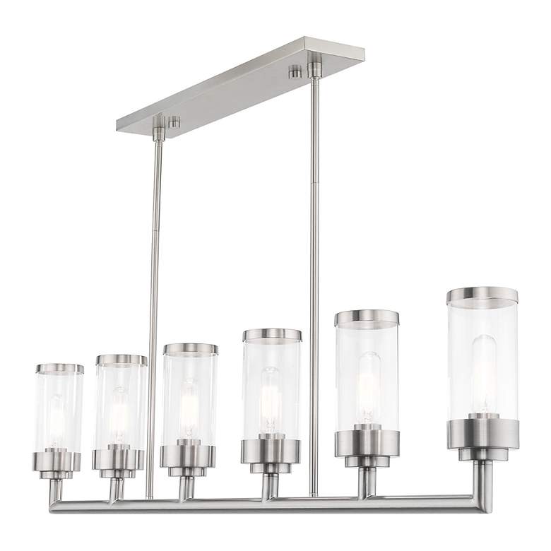 Image 6 Hillcrest 6 Light Brushed Nickel Linear Chandelier more views