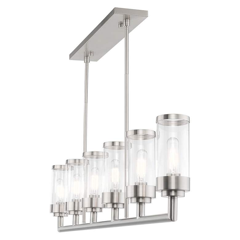 Image 7 Hillcrest 6 Light Brushed Nickel Linear Chandelier more views