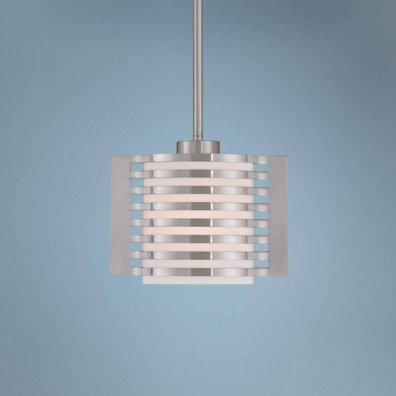 Image 1 Hilliard 8 3/4 inch Wide Brushed Nickel Mini Pendant