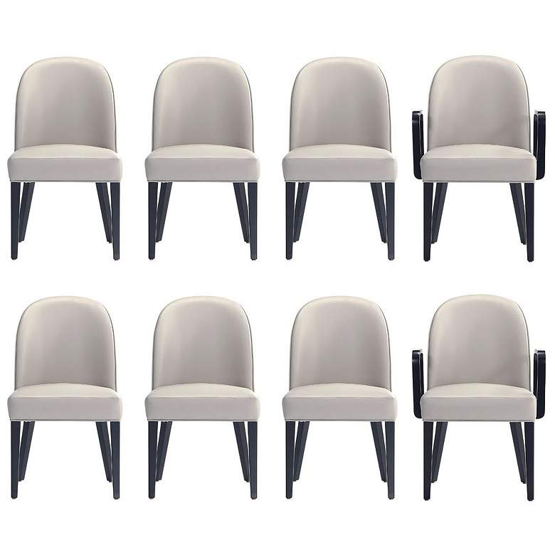 Image 1 Hillman Dining Side and Arm Chairs in Light Grey - Set of 8