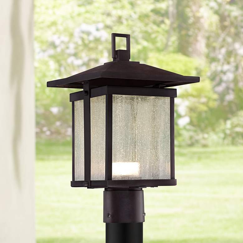 Image 1 Hillsdale 14 1/2 inchH Dorian Bronze LED Outdoor Post Light