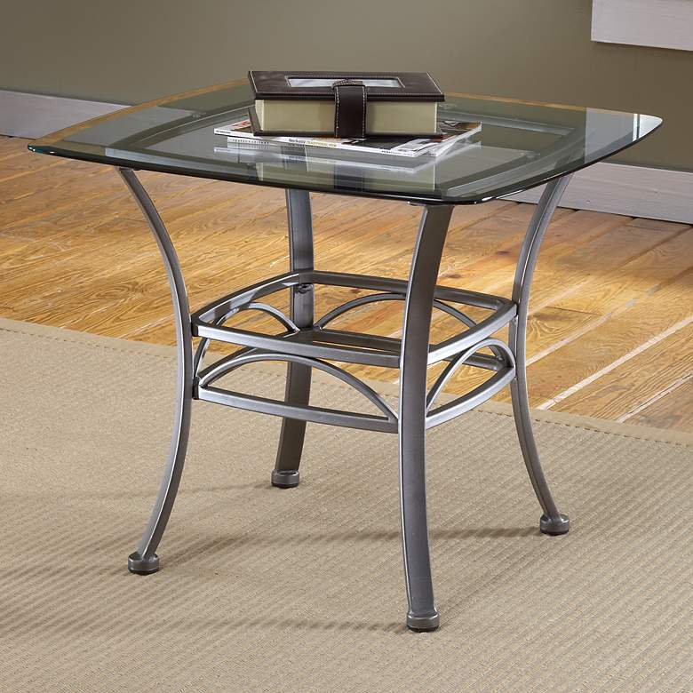 Image 1 Hillsdale Abbington Glass Top Pewter End Table