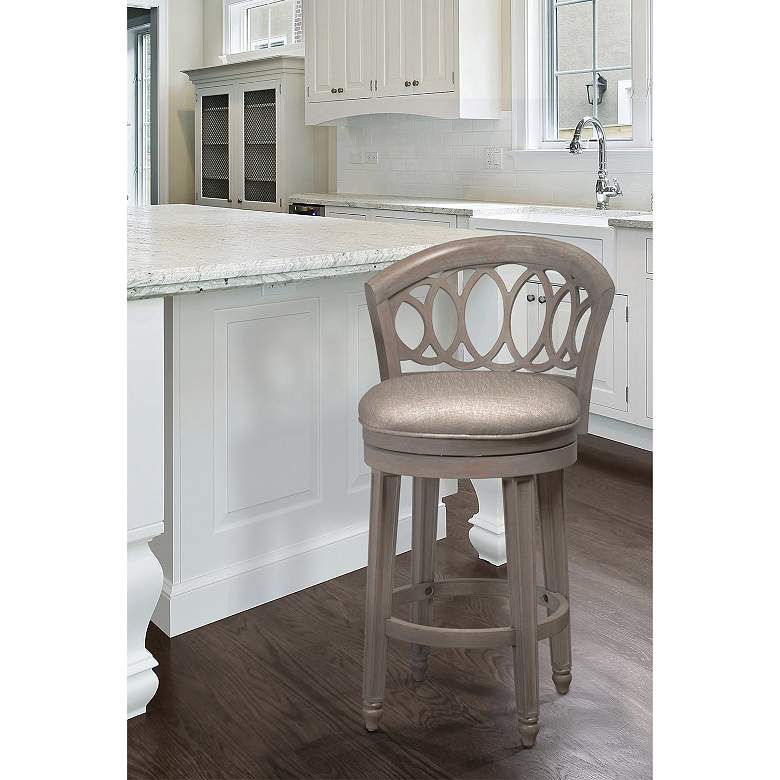 Image 1 Hillsdale Adelyn Putty Fabric Swivel Barstool