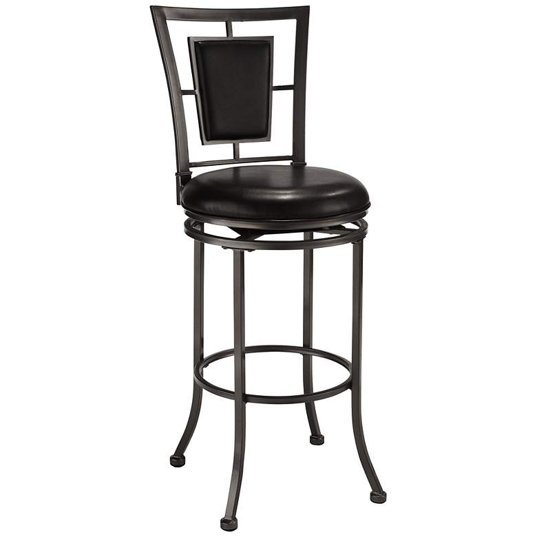Image 1 Hillsdale Auckland 30 inch Oyster Stone Black Swivel Bar Stool