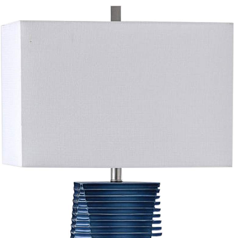 Image 4 Hillsdale Blue Horizontal Lines Molded Table Lamp more views