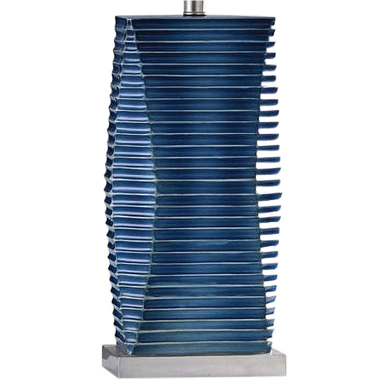 Image 5 Hillsdale Blue Horizontal Lines Molded Table Lamp more views