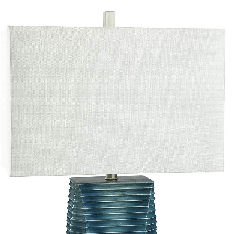 Image 6 Hillsdale Blue Horizontal Lines Molded Table Lamp more views