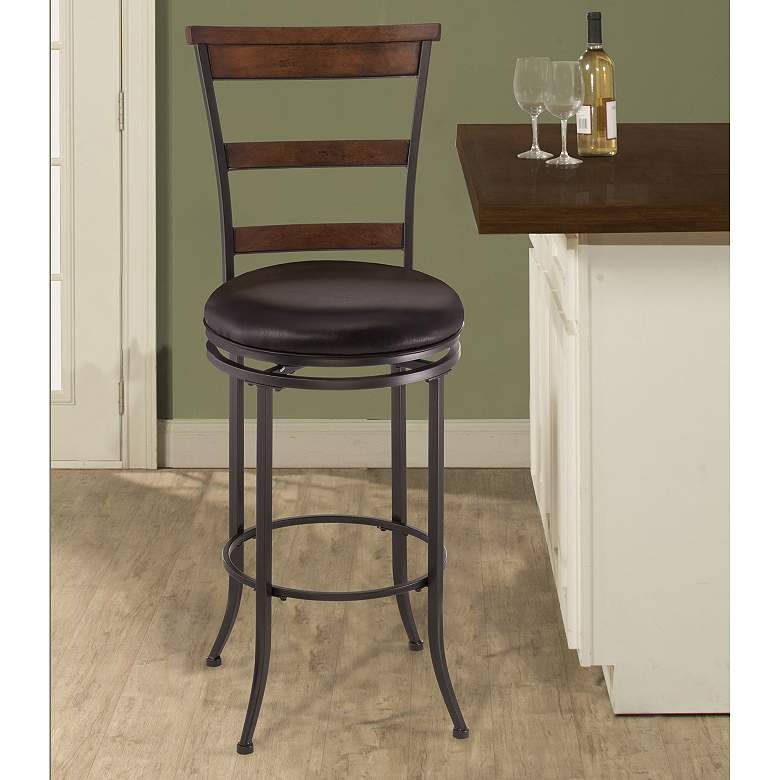 Image 1 Hillsdale Cameron Ladder-Back 26 inch Brown Counter Stool