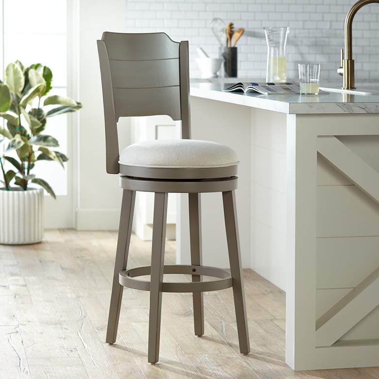 Image 1 Hillsdale Clarion 25 1/2" Gray Ecru Swivel Counter Stool