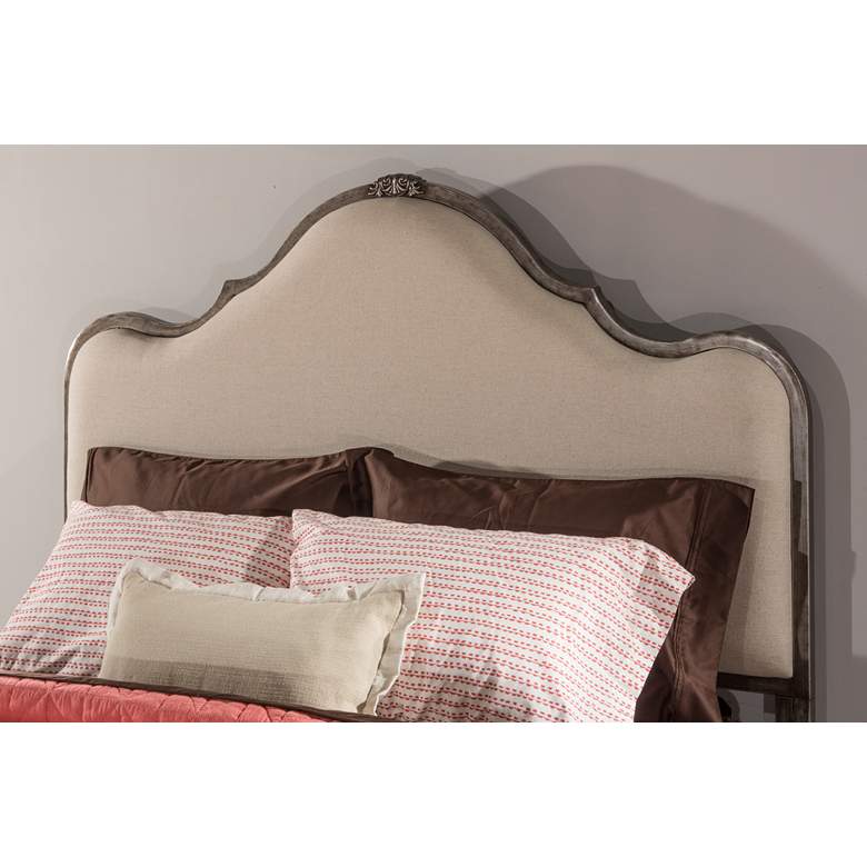 Image 1 Hillsdale Delray Aged Steel and Linen Stone Queen Headboard