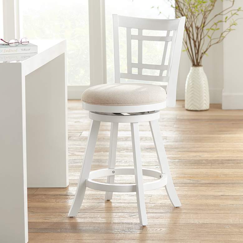 Image 1 Hillsdale Fairfox 24 1/2" White Ecru Swivel Counter Stool