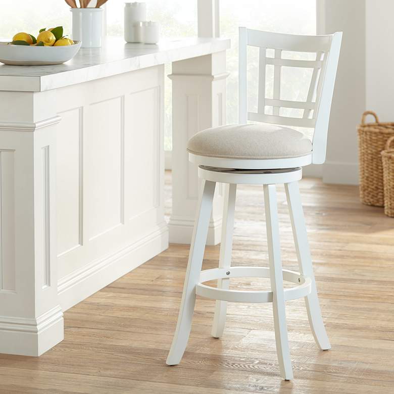 Image 1 Hillsdale Fairfox 30 1/2" White Ecru Swivel Bar Stool