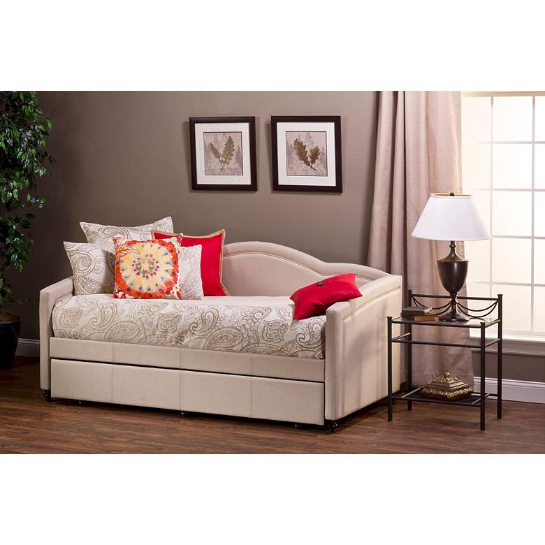 Image 1 Hillsdale Jasmine Linen-Stone Fabric Trundle Daybed