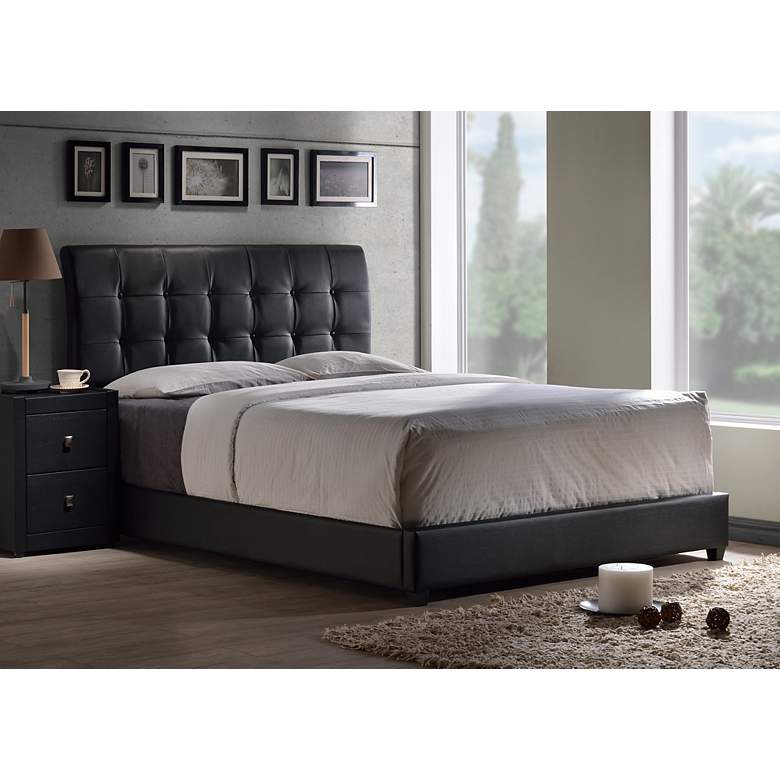 Image 1 Hillsdale Lusso Black Faux Leather Queen Bed