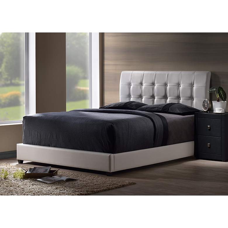 Image 1 Hillsdale Lusso White Faux Leather Queen Bed