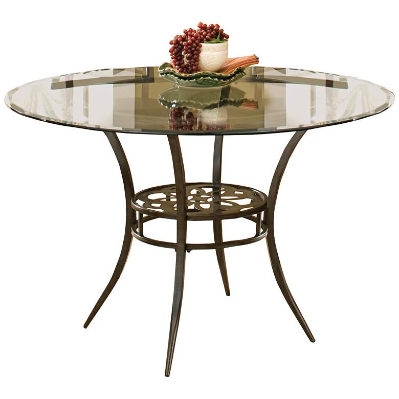 Image 1 Hillsdale Marsala Glass Top and Brown Round Dining Table