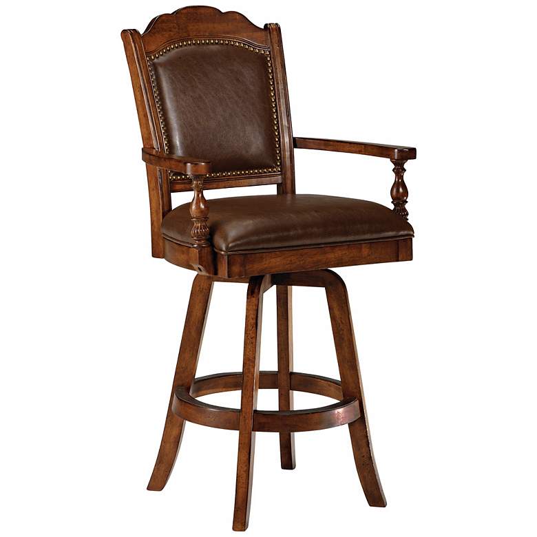 Image 1 Hillsdale Nassau Faux Leather Game 30 inch Swivel Bar Stool