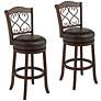 1_Hillsdale Newton 30" Brown Faux Leather Swivel Bar Stools Set of 2