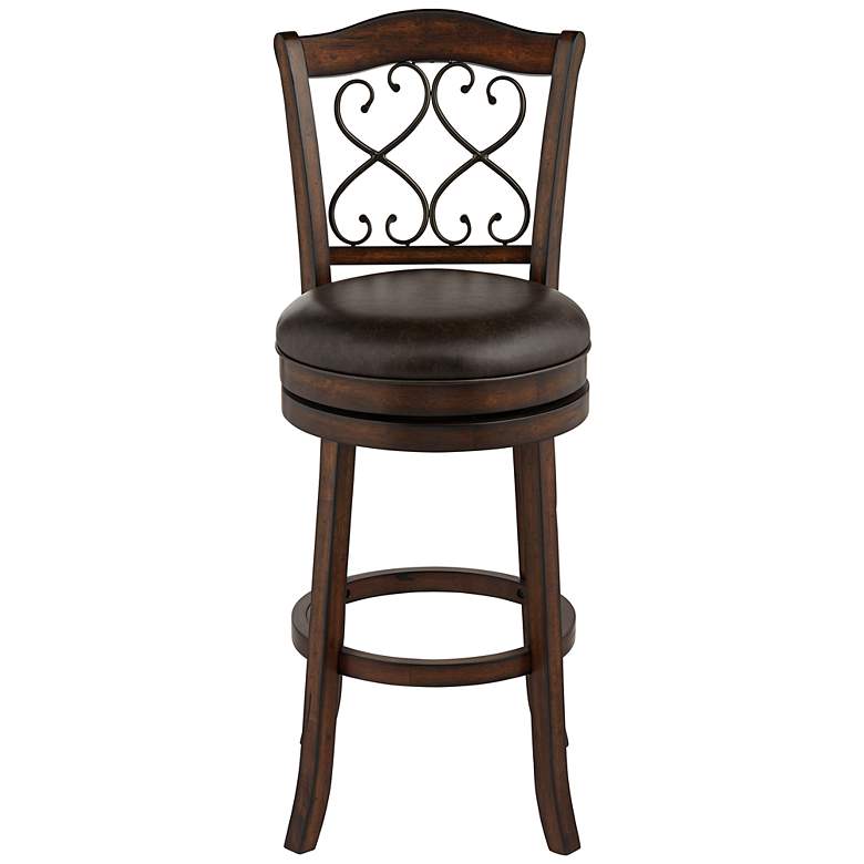Image 6 Hillsdale Newton 30" Brown Faux Leather Swivel Bar Stools Set of 2 more views
