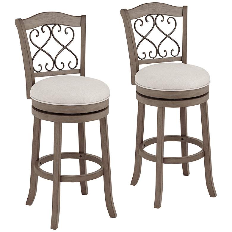 Image 1 Hillsdale Newton 30" Stonewash Fabric Swivel Bar Stools Set of 2