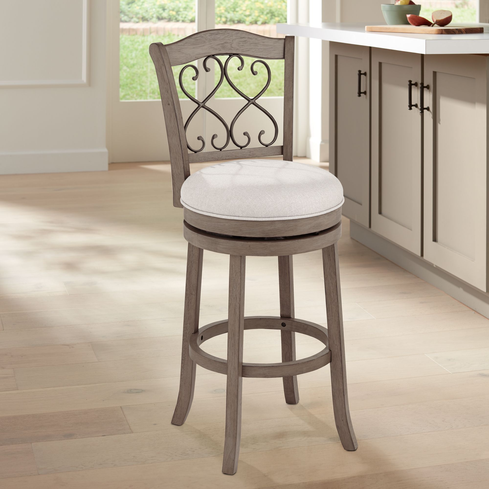 Hillsdale Newton 30" Stonewash Fabric Swivel Bar Stools Set of 2