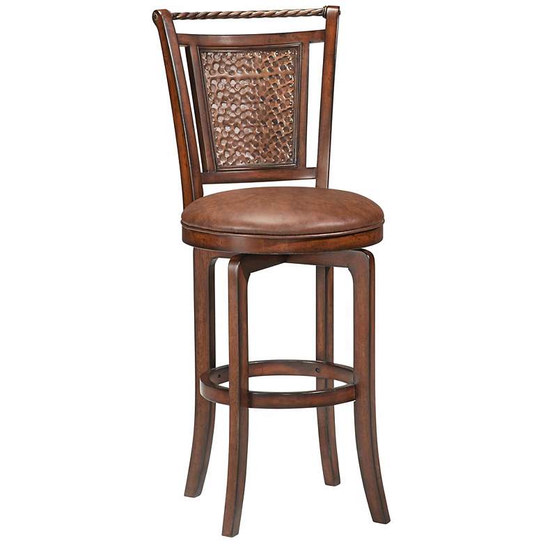 Image 1 Hillsdale Norwood Brown Swivel 26 1/2 inch High Counter Stool
