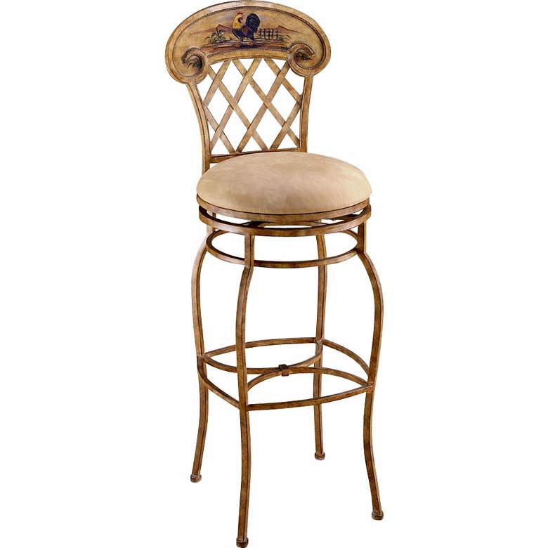 Image 1 Hillsdale Rooster Hand-Painted Swivel 26 inch High Counter Stool