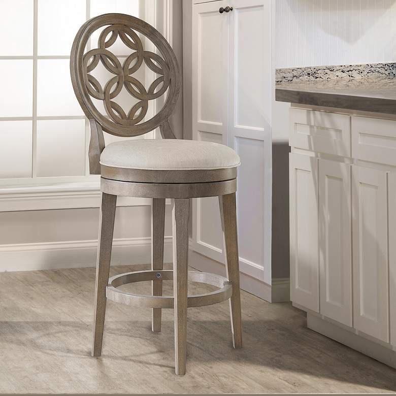 Image 1 Hillsdale Savona 30" Oyster Fabric Swivel Barstool