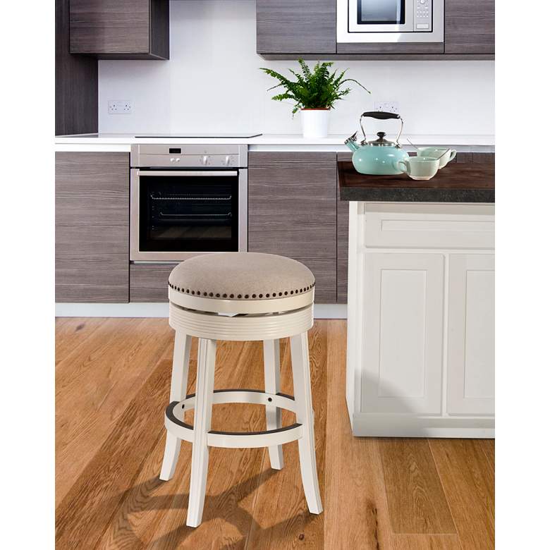 Image 1 Hillsdale Tillman 26 inch Beige Fabric Swivel Counter Stool